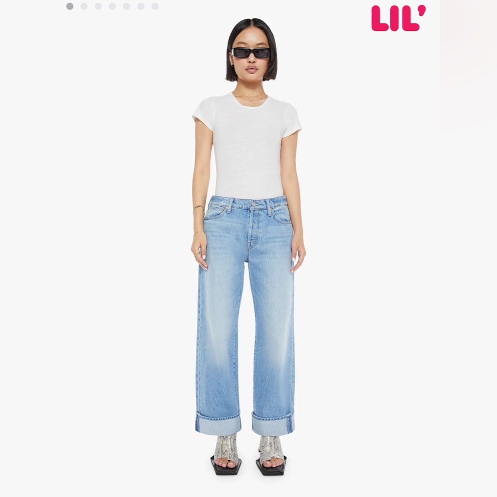 MOTHER Jeans The Lil Dodger Button Hover Cuff in Funk N’ Flair 24P NWT